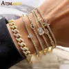 Bracelet Bangle Designer 2021 Hot Fashion Iced Out Bling Cz Mignon Belle Minimal Papillon Charme Collier Tennis Chaîne Ras Du Cou Femmes Bijoux Ensemble