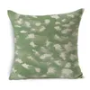 Tropical Green Plants Cushion Cover 45x45cm Abstract Face Linen Pillow Cover Home Sofa Plaid Stripe Wave Geometric Pillow Case L220816