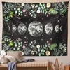 Луна фазовая ковровная стена висит светло -зеленый оливковый лист черные цветочные коврики Бохо Декор комнаты Дома