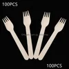 Dinnerware Sets 100Pcs Disposable Wooden Cutlery Knife Spoons Fork Picnic Wedding Favors Eco Friendly Portable Travel Suit D Yydhhome Dhkwc