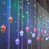 Strängar 3.5m 96 LED Halloween Skull gardinljus Ghost Dekorativa ljus Fairy Garland utomhus inomhusdekoration