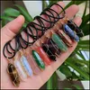 Arts And Crafts Natural Stone Pendant Gold Wire Wrap Crystal Necklace Hexagonal Amethysts Pink Quartz Pendum Chakra Healin Sports2010 Dhfjb