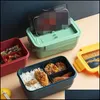 Set di stoviglie Griglia per microonde Lunch Box Scomparto portatile in Giappone Bento Stile semplice Contenitore per macedonia di frutta per bambini Mxhome Dhmks