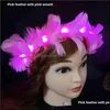 Decorative Flowers Wreaths 1Pcs Led Neon Rave Party Wreath Crown Flower Headband Lights Garland Gift Hair Band Birthday We Bdesybag Dhgrw