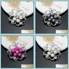 Pins Brooches Fashion Jewelry Channel Sier Plated Lapel Flower Scarf Buckle Clips Crystal Beautifly Rhineston Drop Deliver Bdejewelry Dhd5Q