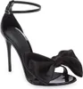 Designer Heel Keira sandali in pelle verniciata sandali con fiocco in raso oversize Scarpe eleganti da donna Tacchi alti da donna Gladiatore nero