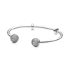 Moments Silver Open Bangle With Pave Caps Authentic 925 Sterling Silver Fits European Pandora Style Jewelry Charms Beads Andy Jewel 596438CZ