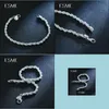 Łańcuch Link 925 Sterling Sier Fine Jewelry dla kobiet i mężczyzn 4 mm urok Flash Twisted Rope Bransoletka Pseiras de Prata Drop Carshop2006 Dhbfz