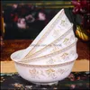 Bowls 7Inch Noodle 4Pcs/Pack Dinnerware Set Bone China Tableware 500Ml Drop Delivery 2021 Home Garden Kitchen Dining Bar Mxhome Dhkg3