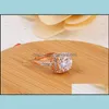 Solitaire Ring For Women Luxury 18K Solid Zircon Gold Engagement Wedding Lovers Couple Set Gemstone Rings Drop Delivery 20 Carshop2006 Dhorg