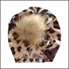 CAPS HATS M312 Ny Autumn Winter Infant Baby Hat Kids Faux Fur Ball Leopard Colorf Children Flocking Skl Cap Turban Drop Del Mxhome Dhzoy