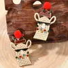 Pendientes de Navidad de encanto creativo de aleaci￳n divertida caricatura de diamantes pendientes alpaca sombrero navide￱o joyas de orejas transfronterizas