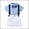 Kledingsets Summer Baby Gentleman Boys Set Bowtie Shirt and Suspender Shorts Kids 2pcs Children Boy Outfits MxHome D MXHOME DH5LS