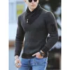 Sweater Buttleneck Erkekler Kış Moda Vintage Style Sweater Slim Fit Sıcak Kükürükler Örme Yün Sweaters Kalın En İyi Erkekler 220819