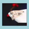 솔리테어 링 다이아몬드 약혼 Bowknot 도금 입방 지르코니아 사파이어 보석 반지 웨딩 세트 드롭 배달 2021 Jewelr Lulubaby dhufz