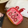 Pink INS Plush Earphone Case Cute Stylish Strawberry Cake Coin Purse For Girls Purse Keychain Pendant Storage Bag Pouch