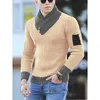 Sweater Gurtleneck Men Winter moda moda vintage suéter masculino slim fit pullovers quentes de malha de lã suéteres grossos 220819