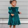 NOWOŚĆ Przyjazd Baby Girls and Mother Vintage Sukienka dla rodzic-dziecko Autumna Kobieta z długim rękawem aksamitne sukienki O Neck Femme Party Vestidos Y220819