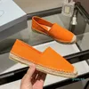 designer Cotton Espadrilles Light Blue Yellow Orange Flat Sandals Canvas Fabric Espadrille Loafers Womens Cord Sole With Rubber Tread Loafer Fashion