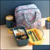 Servis uppsättningar Grid Microwave Lunch Box Portable Japan fack Bento enkel stil fruktsallad container förvaring för barn mxhome dhmks