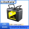 Liitokala Lifepo4 24V 60AH 50AH Batery Pack con 100A BMS para motocicletas Sistema solar EBIKE Sheoters eléctrico de silla de ruedas