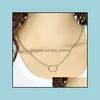 Pendant Necklaces Unique Charming Gold Tone Bar Circle Lariat Necklace Women Turkish Jewlery Sier Plated Chain Long Pretty Bdejewelry Dhfqg