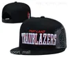 Basketball Hats Team Sport Adjustable Snapback Caps Damian Lillard Jusuf Nurkic Anfernee Simons Fitted Sun Outdoor Stretch Hip Hop Stitched Black Red Blue Mans