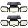 CNSUNWAY Lampade da parete solari Sensore di movimento Luci esterne 1100LM Bianco freddo 6000K IP65 Impermeabile Tre modalità 3 Teste luminose regolabili Illuminazione grandangolare a 360°