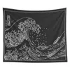 Retro japońska fala Kanagawa Wave czarno -białe dywany wiszące gobelinowe surfing wiszą