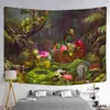 Dessin animé petite grenouille tapis tenture murale forêt psychédélique Art Hippie fille dortoir décor de chambre J220804