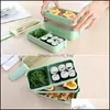 Dinnerware Sets Lunch Box Leakproof Microwave Container Wheat St 3 Layer Bento 900Ml Drop Delivery 2021 Home Garden Kitchen Din Mjbag Dhis3