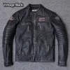 Giacca da moto in vera pelle da uomo stile giacche da motociclista slim in pelle di vacchetta primavera uomo 220819