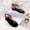 2023 Human Head Sandals European and American Sexy Pop Red Goodware Buckle Build Flat Bottatile Style