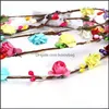 Decorative Flowers Wreaths Led Flower Crown Adjustable Glow Color Nights Wreath Neon Headband Garlands For Wedding Birthda Bdesybag Dhmfj