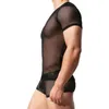 undershirts Mens Mesh T-shirt Gym Training Sheer Top Clubwear Sexy Transparent Men Underwear Set Boxers Shorts See Through Clothes g8kg#