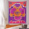 Vintage-Musik-Poster, Teppich, Wandbehang, stilisiert, 60er-70er-Jahre, psychedelischer Hintergrund, Friedenssymbol, Augenblumen, Heimdekoration, J220804