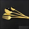 Zestawy oprogramowania Różowe Gold Tutlery Zestaw stali nierdzewnej WaRuware 24pcs Noże Forks łyżki do kawy kuchenne obiadowe oprogramowanie