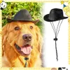 Vêtements de chien drôles accessoires de costumes pour animaux de compagnie chiens chapeaux de cowboy réglable mentonnière élastique 0822