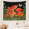 Arazzo con funghi Trippy Moon Stars Scoiattolo Tappeti da parete Fantasia con piante e foglie Colorate appese per la stanza J220804