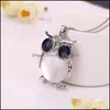 Pendant Necklaces Owl Rhinestones Crystal Clothing Accessories Sweater Long Chain Necklace Drop Delivery 2021 Jewelry Pen Dhseller2010 Dhwhz