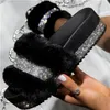 Designer Dam Pälstofflor Plattform Kilar Klack Solid Fluffy Furry Slides Utanför Sexiga skor Dam Sapatos De Mujer 220407