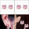 Stud New High Quality Jewelry Fashion Ladies Orecchini Pink Hibiscus Stone Cute Cat Girl Regali Drop Delivery 2021 Dhseller2010 Dh35S