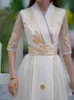 Hanfu casual jurken dames elegante lange jurk hanbok stijl Aziatische kleding champagne vintage nationale v-hals gewaad