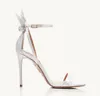 Lyxvarumärken Lady Sandal Sexig High Heels Bow Tie 105mm Crystal-embelled Satin Sandaler Wedding Party Dress Shoes With Box
