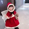 Kids Plus Velvet Shawl Dress For Girls Baby Kids Winter New Children Korean Fashion Sweet Christmas Dress Y220819