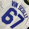 Vin Scully Jersey Voice 1950 2016 패치 67 화이트 블루 그레이 블랙 쿨 베이스 홈 웨이 자수