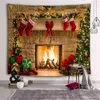 Julbakgrund Vägggåvor eldstad tapestry xmas röda strumpor rum sovrum sovsal hem dekor tapiz 95x73 j220804