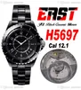 EAST J13 38mm H5697 A12.1 Automatic Mens Ladies Unisex Watch Korea Ceramic Black Dial White Number Markers Ceramics Bracelet Super Edition Womens Watches Puretime