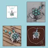 Hanger kettingen ketting oorbellen set vrouwen retro turquoise schildpad charme vrouwelijke accessoires sieraden drop levering 2021 pen mjfashion dhmqc