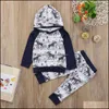 Kleidung Sets Frühling Herbst Infant Baby Kinder Kleidung Set Junge Mädchen Deer Gedruckt Mit Kapuze Tops T-Shirt Und 2 stücke Kinder Outfits Mxhome Dhzad